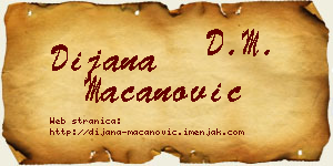Dijana Macanović vizit kartica